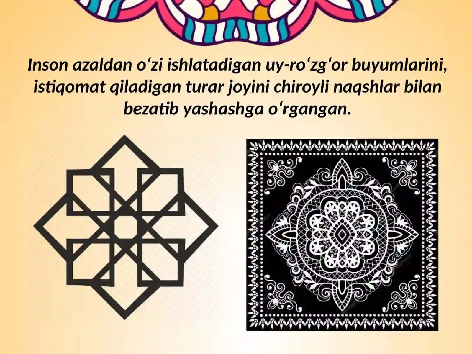 Tasviriy san'at fanidan Kvadrat shaklida naqsh ishlash taqdimoti 2