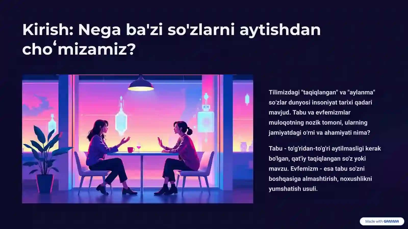 Oʻzbek tilida tabu va evfemizmlar: Tilning nozik dunyosi 2