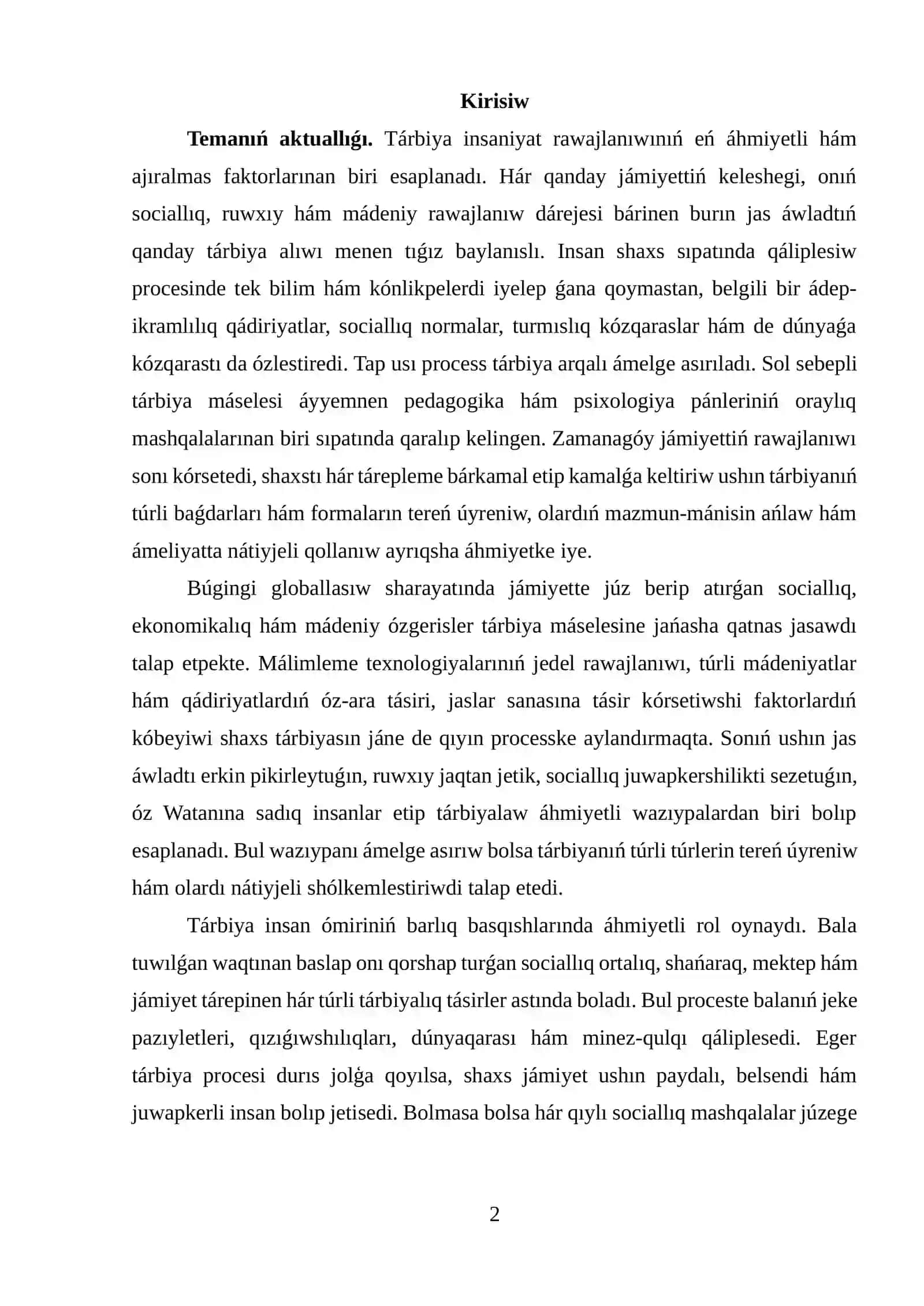 TÁRBIYANIŃ TEORIYALQ-TIYKARǴI MAZMUNI HÁM PSIXOLOGIYALIQ-PEDAGOGIYALÍQ ÁHMIYETI 2
