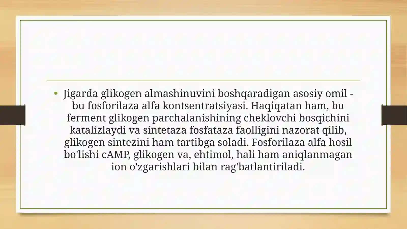 Jigarda glikozin va glikoneogenezni boshqarilishi 2