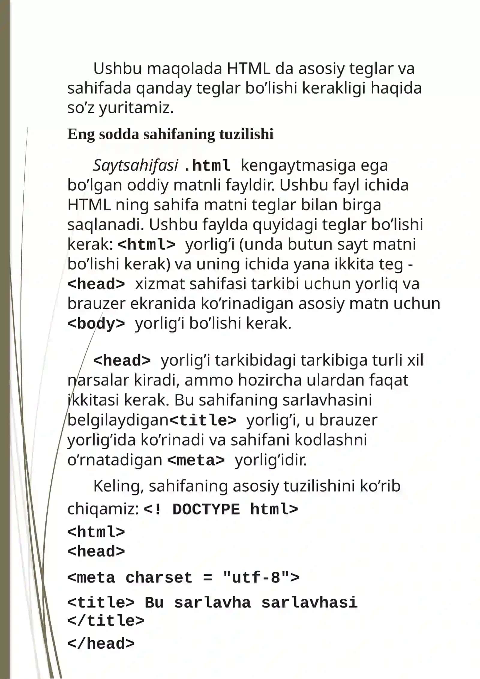 HTML teglar va atributlar bilan ishlash 2