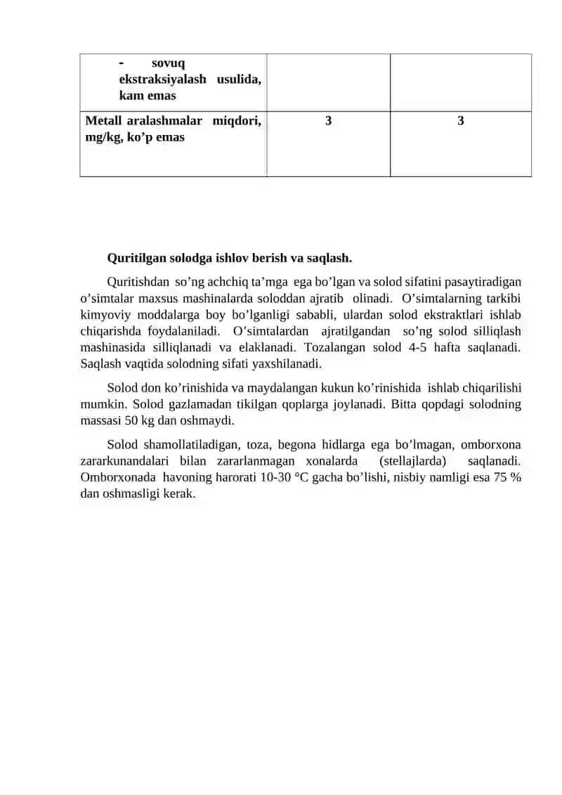 Solodining fizik-kimyoviy ko’rsatkichlari 2