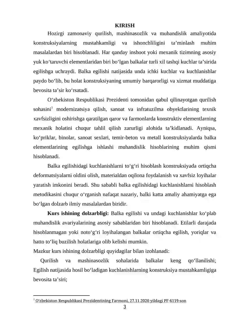 BALKA EGILISHIDAGI KUCHLANISHLARNI HISOBLASH METODIKASI 2