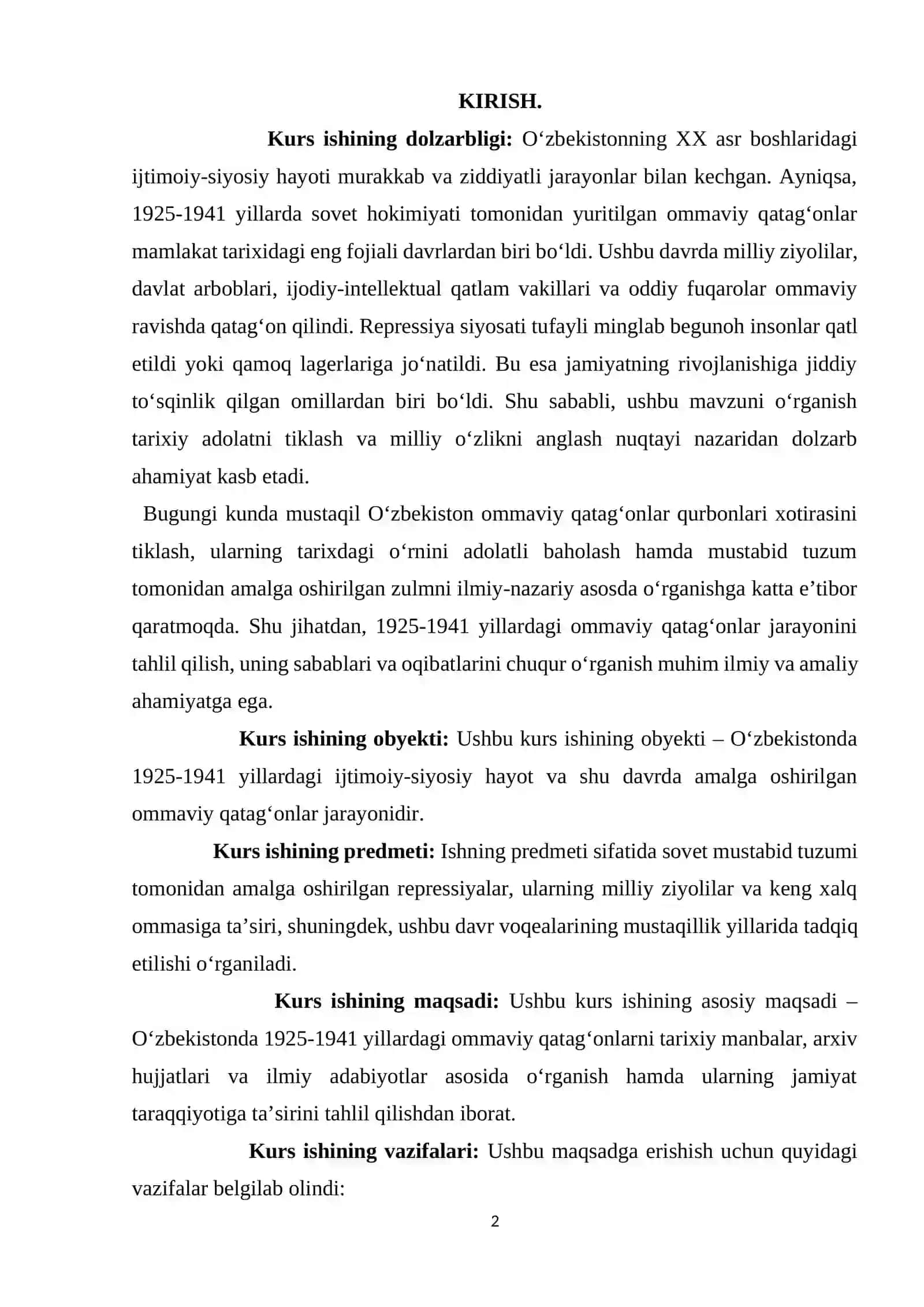 Oʻzbekistonning 1925–1941 yillardagi tarixini yorituvchi manbalar; qatagʻonlar tarixi aks etgan hujj 2