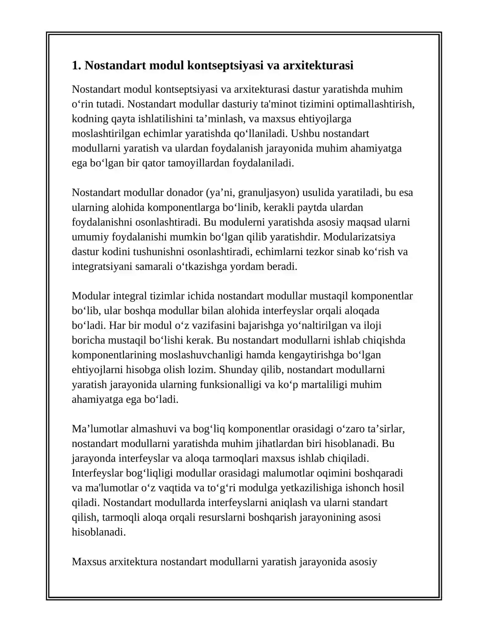 NOSTANDART MODULLARNI YARATISH VA ULARNI DASTURDA QO‘LLASH 2