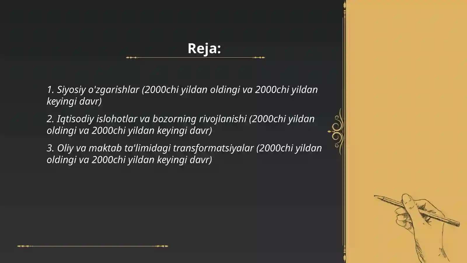 Siyosiy o'zgarishlar (2000chi yildan oldingi va 2000chi yildan keyingi davr) 2
