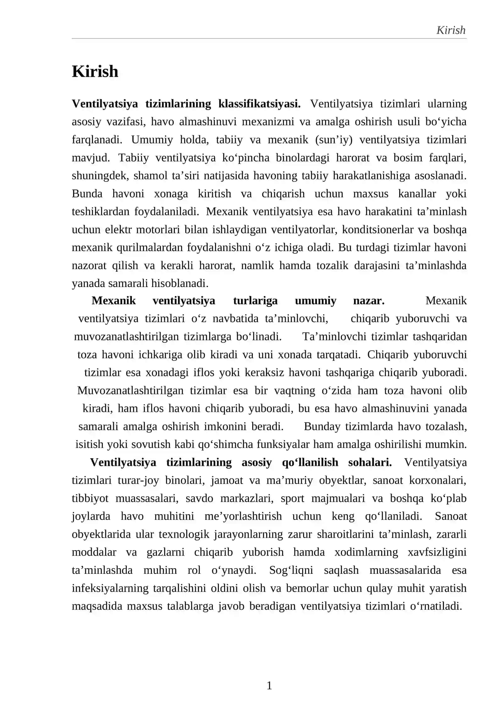 Ventilyatsiya tizimlarining turlari va qo‘llanilish sohalari 2