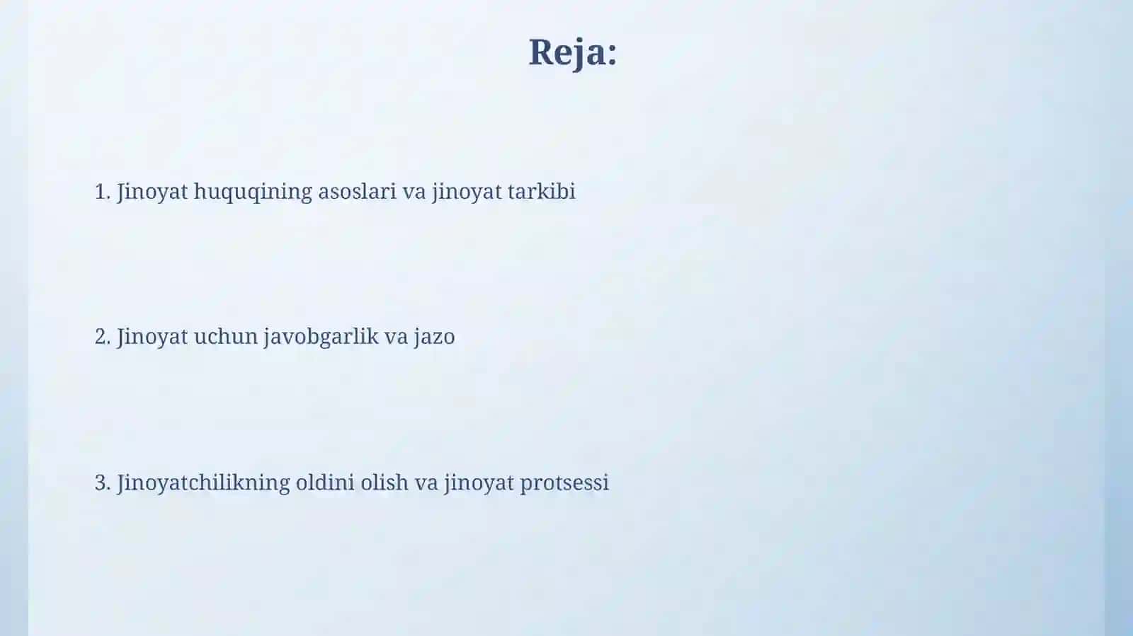 Jinoyat huquqining asoslari va jinoyat tarkibi 2
