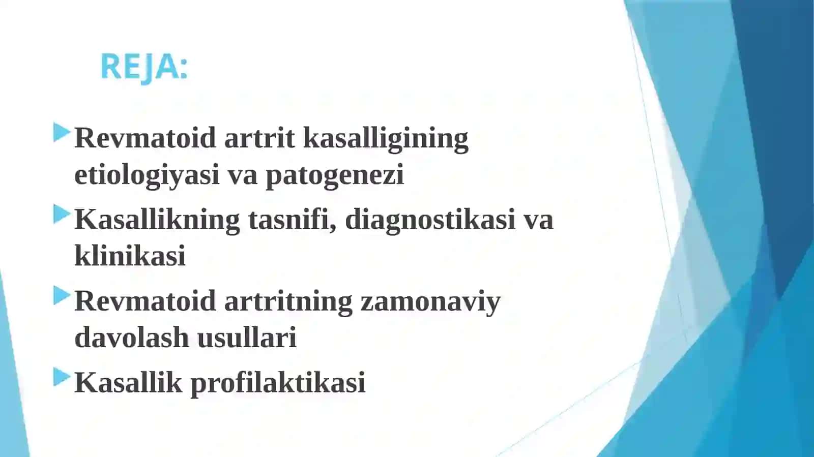 Revmatoidartritkasalligining zamonaviy davolash usullari 2