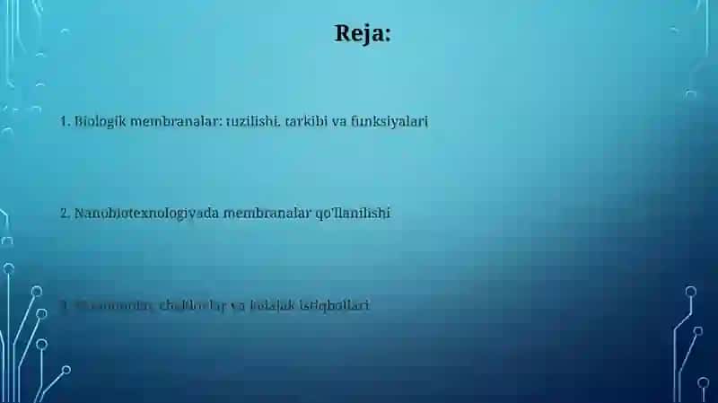 Biologik membranalardan nanobiotexnologiyada foydalanish 2