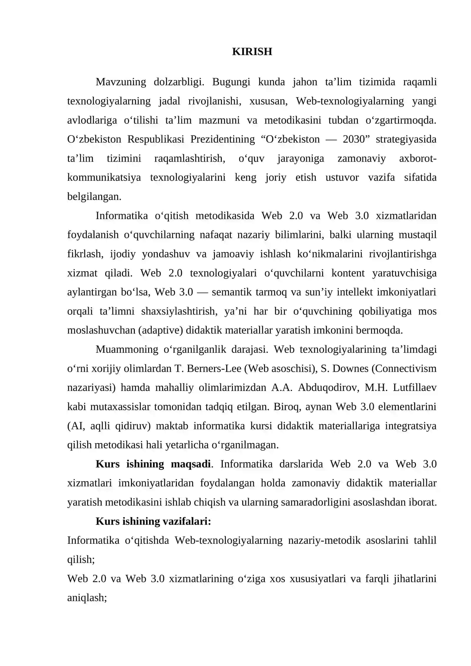 Web 2.0 va Web 3.0 xizmatlari asosida didaktik materiallar yaratish metodikasi. 2