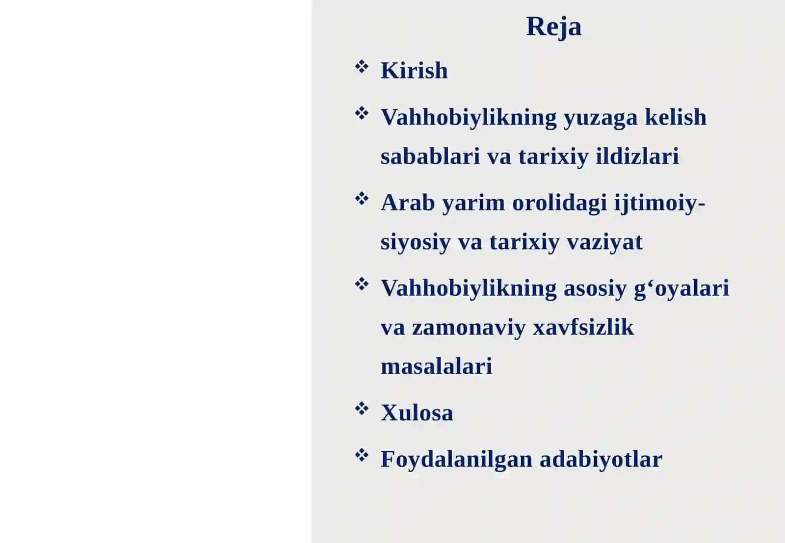 Vahhobiylikning yuzaga kelishi va uning asosiy g'oyalari 2