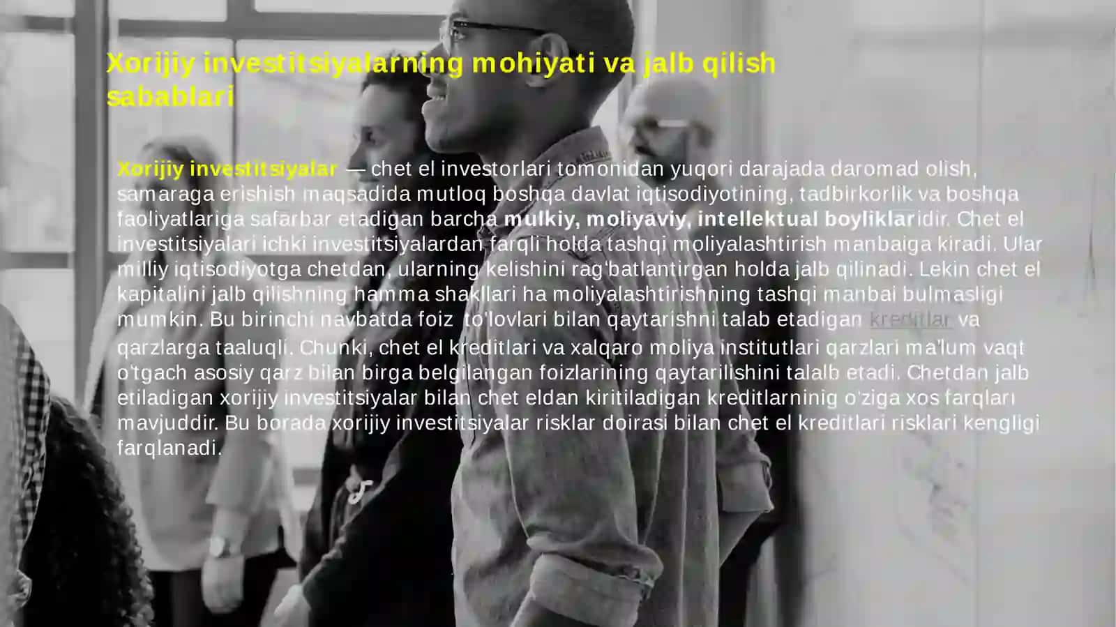 Xorijiy investitsiyalarning mohiyati va jalb qilish sabablari 2