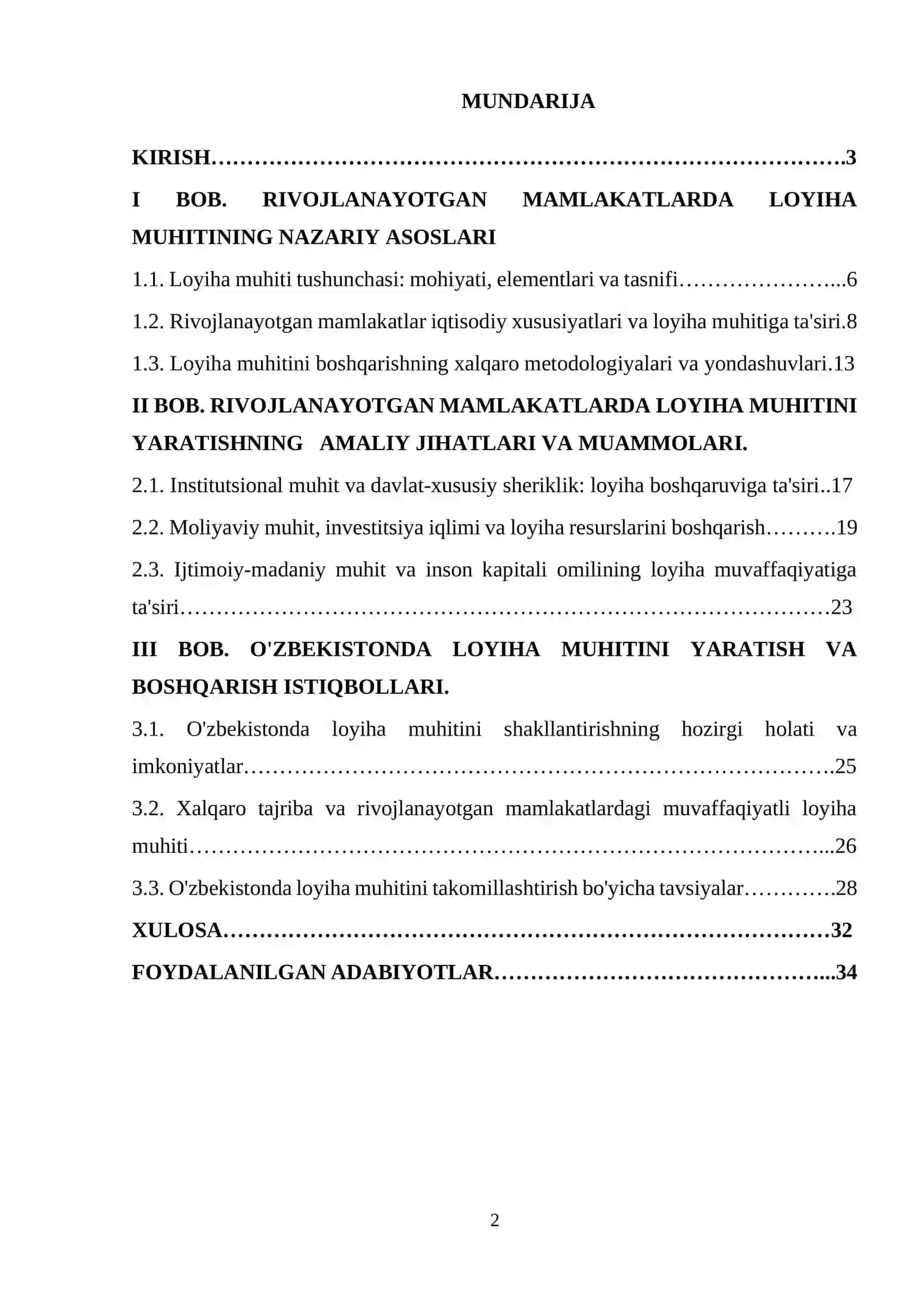Rivojlanayotgan Mamlakatlarda Loyiha Muhitlarini Yaratishni Boshqarish 2