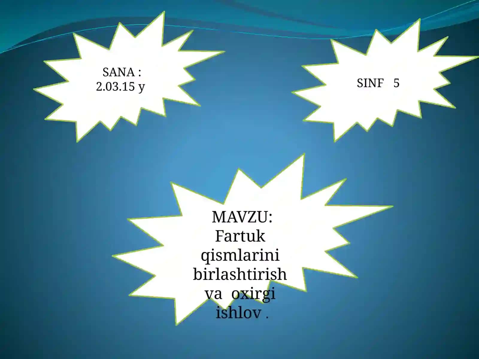 5-sinf Texnologiya. Fartuk qismlarini birlashtirish va oxirgi ishlov 2