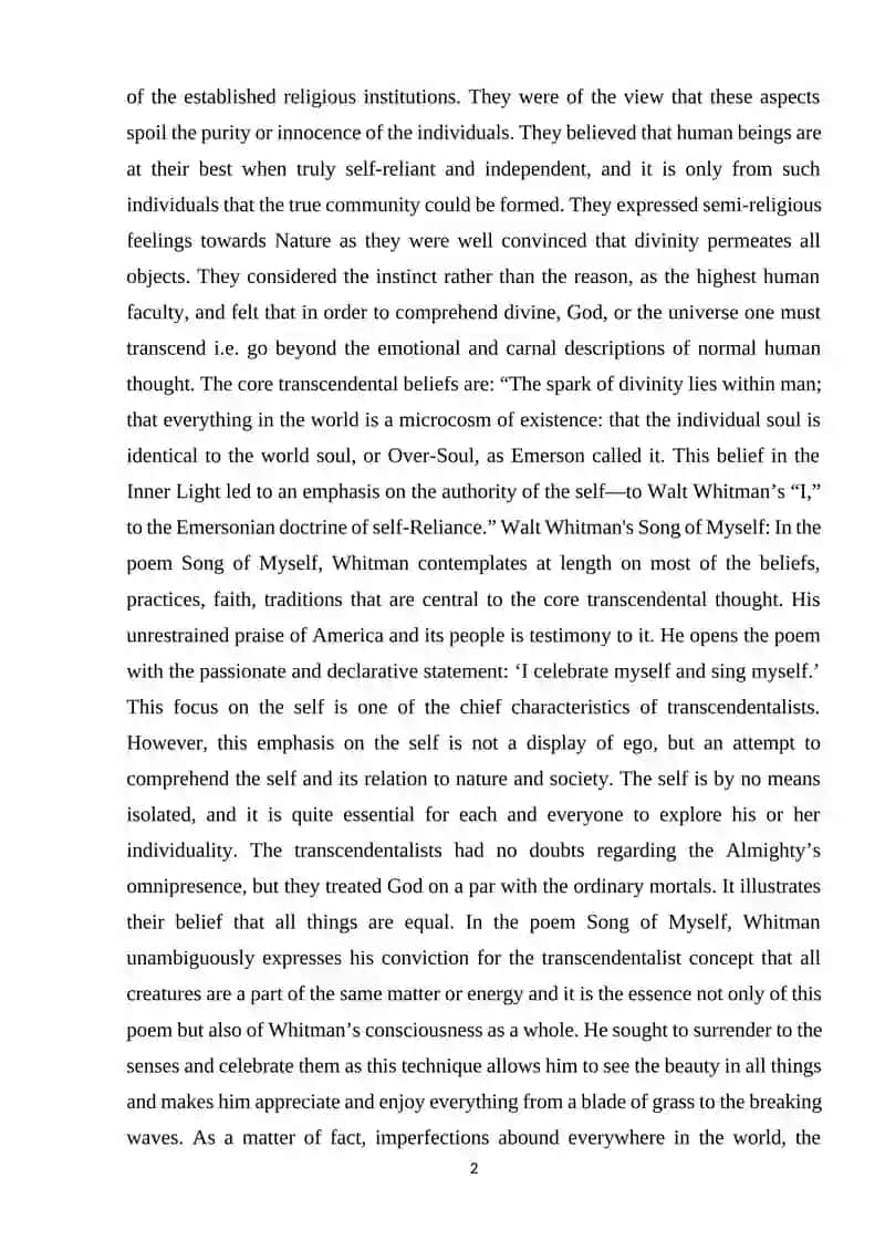 Transcendentalism Study Guide 2