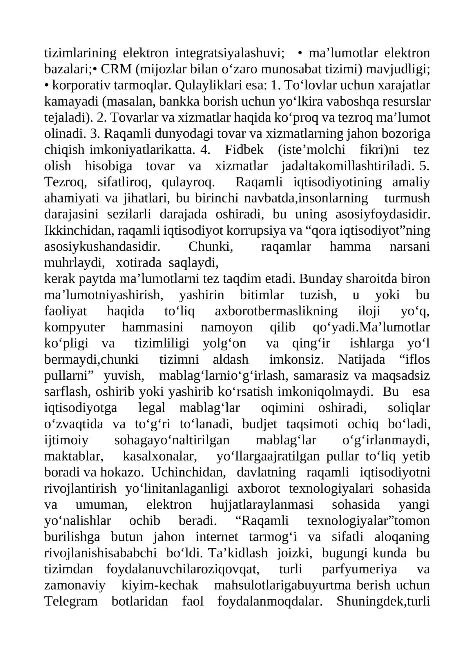 RAQAMLI IQTISODIYOT TUSHUNCHASI, AFZALLIKLARI VA AMALIY AHAMIYATI 2