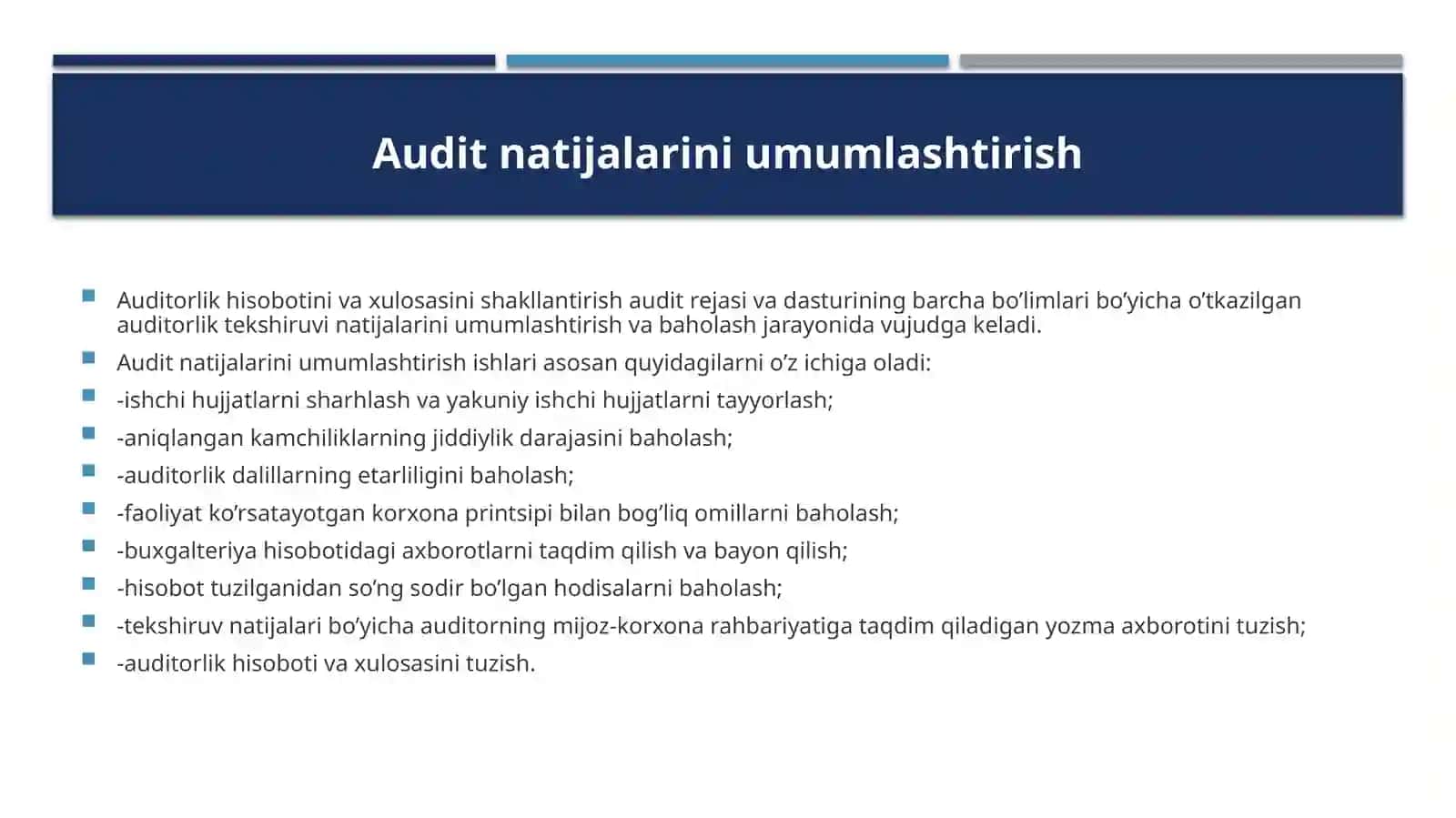 Auditda boshqa auditorlarning ishi natijalaridan foydalanish 2