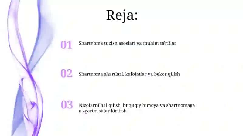 Shartnoma bandlarini tushnish va asosiy qisimlari 2