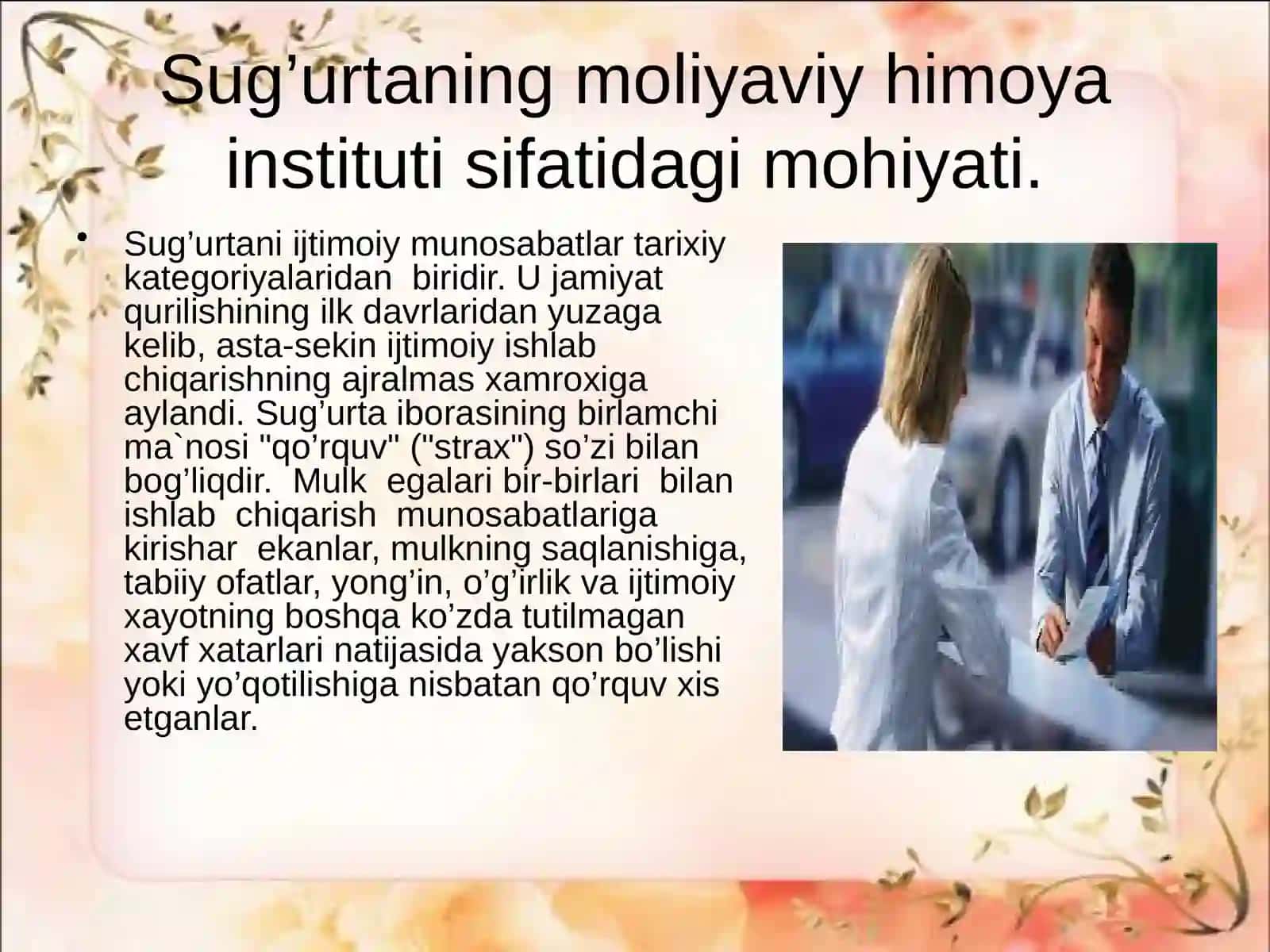 Sug’urtaning moliyaviy himoya instituti sifatidagi mohiyati 2