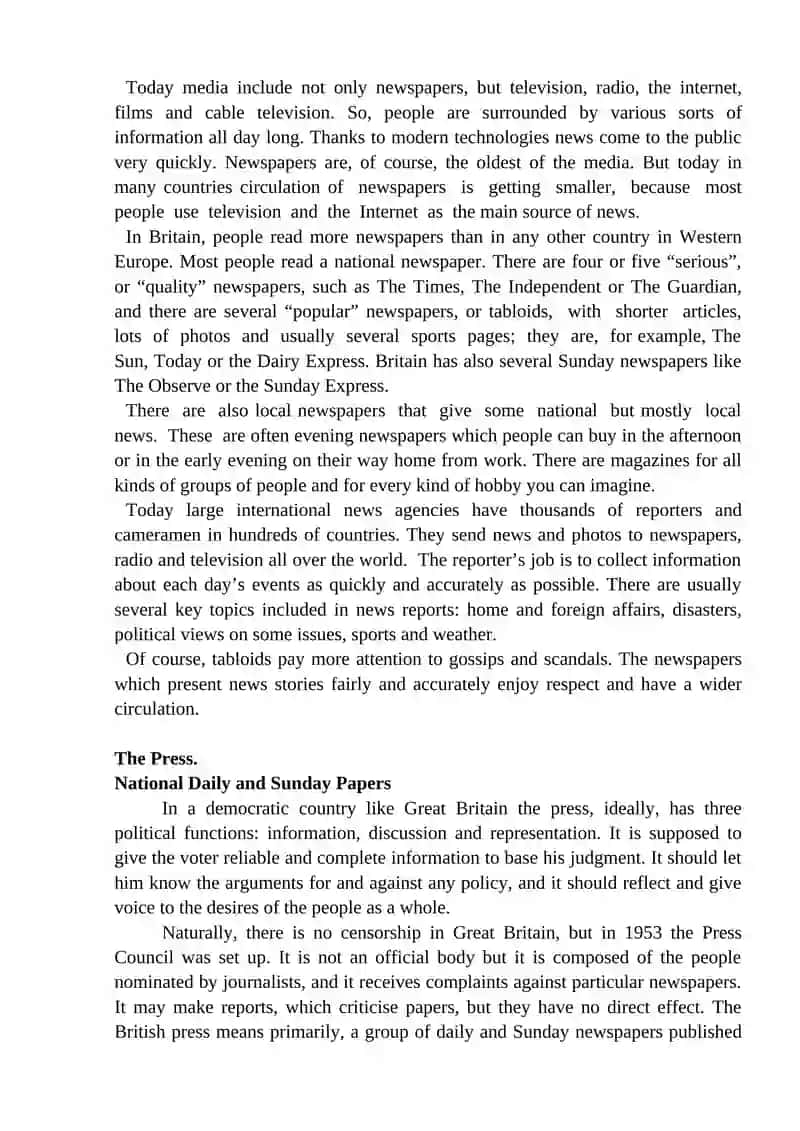 The Mass Media and Press in Britain 2