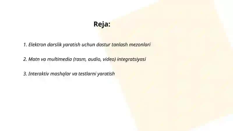 Elektron darslik yaratuvchi dasturlar bilan ishlash 2