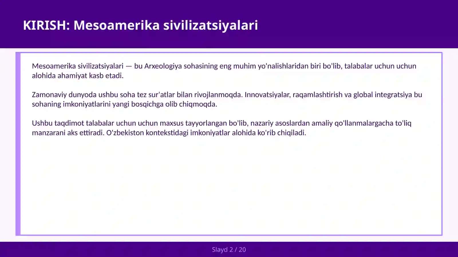 MESOAMERIKA SIVILIZATSIYALARI 2