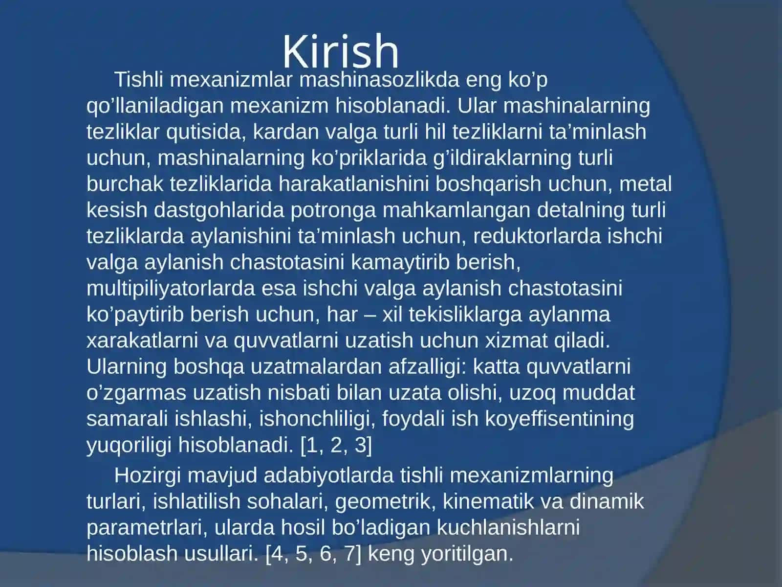 Tishli uzatmalar klassifikatsiyasi 2