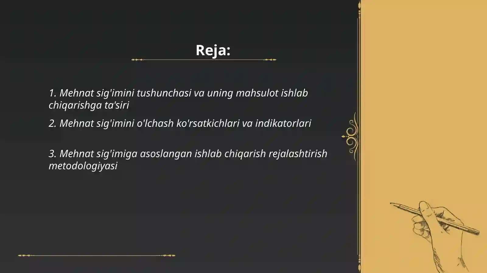 Mehnat sig'imini hisobga olgan holda mahsulot ishlab chiqarishni tahlili 2