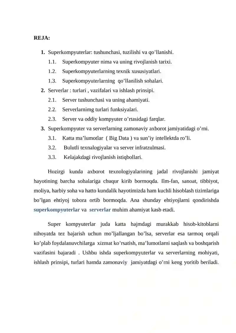 SUPER KOMPYUTERLAR VA SERVERLAR 2