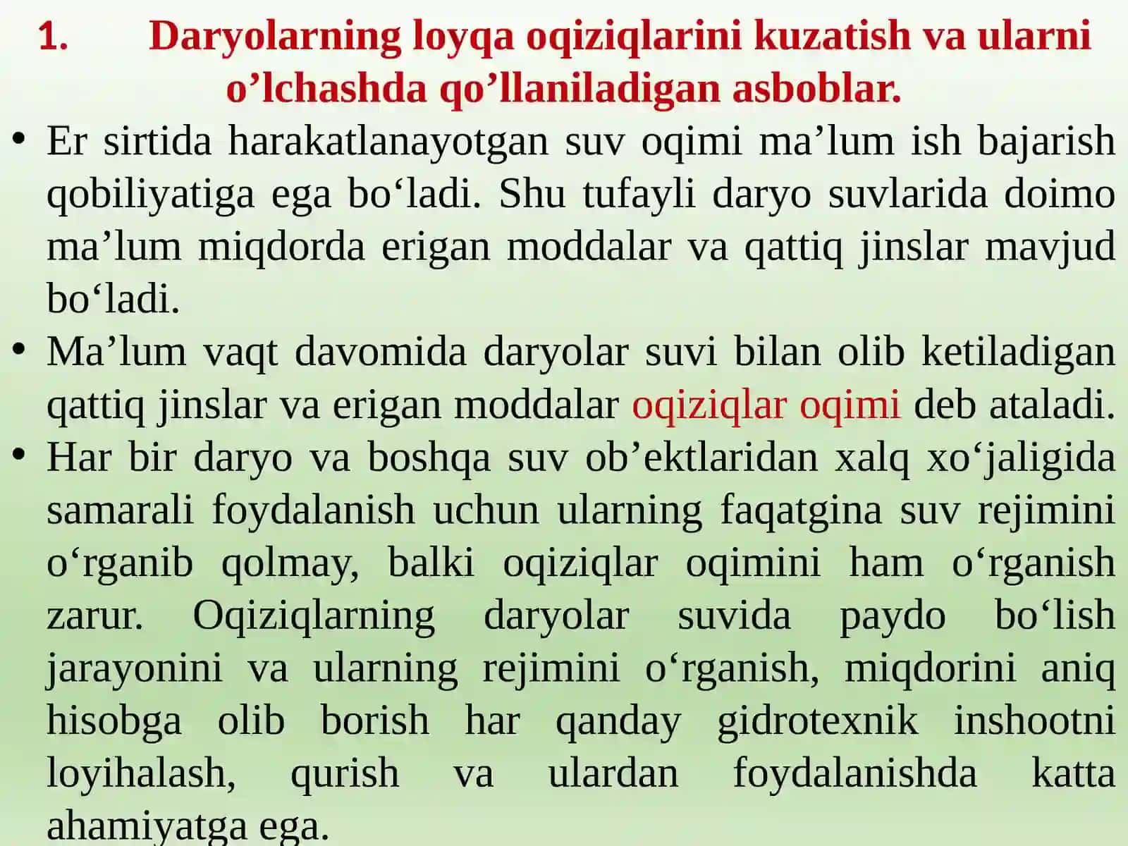 Daryolarning loyqa oqizqlari va sel toshqinlari 2