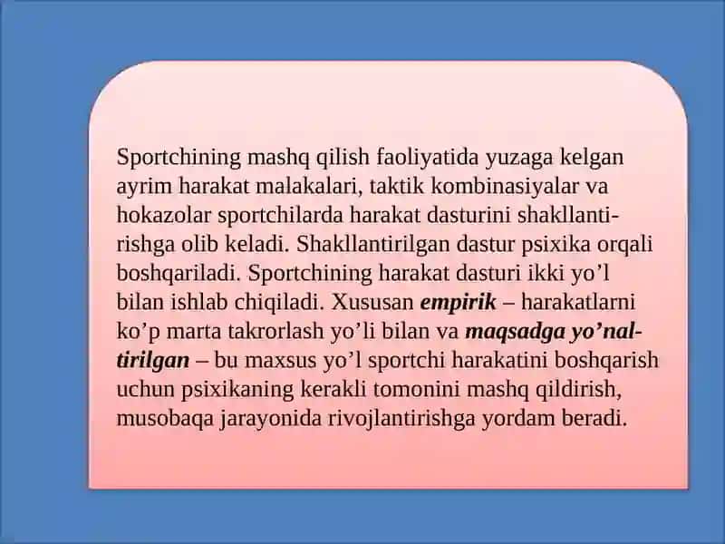 Sportchini tayyorlash tizimi 2