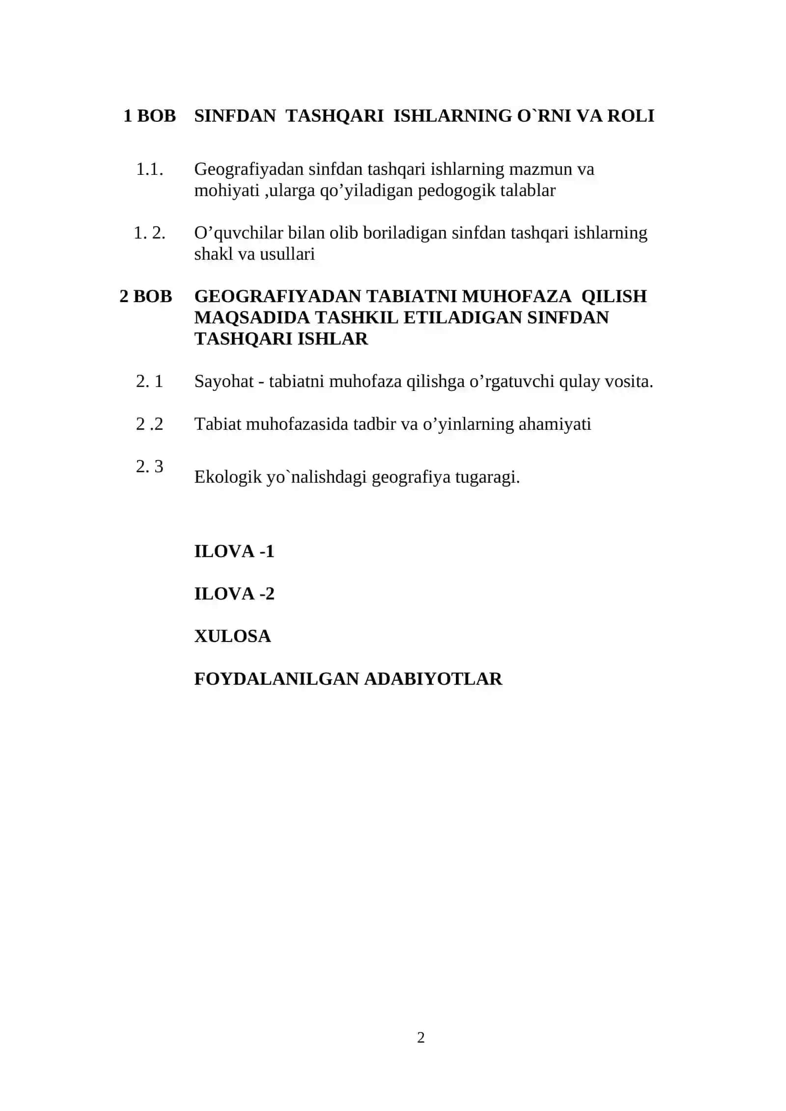 Sinfdan tashqari ishlarda tabiatni muhofaza qilish masalalari 2