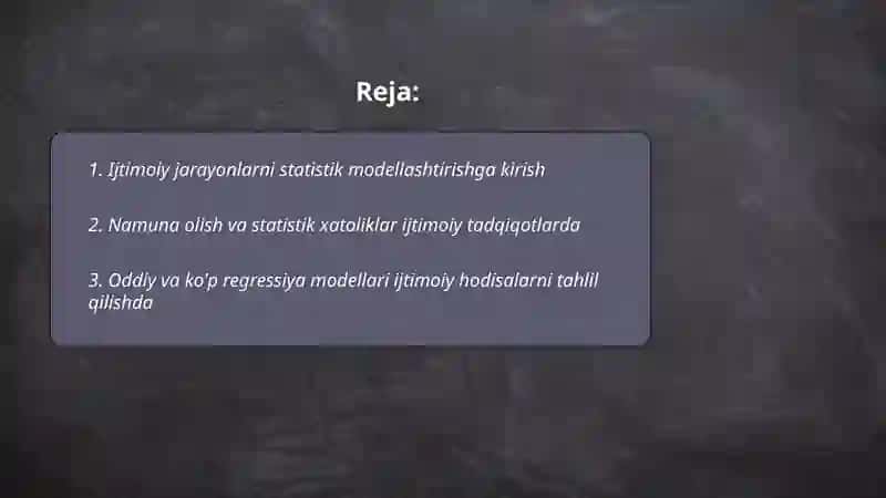 Ijtimoiy jarayonlarni statistik modellashtirish 2