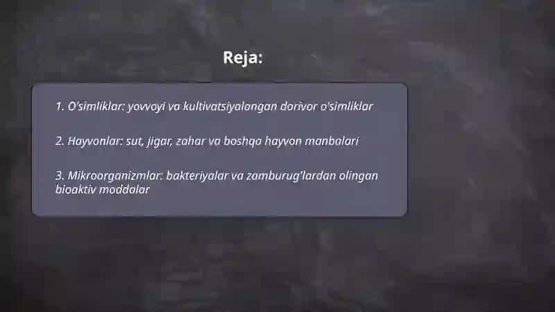 Biologik faol moddalar olish manbalari 2