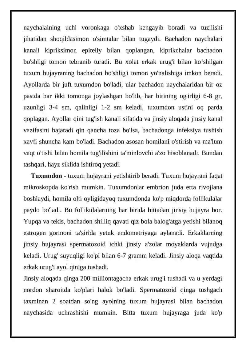 AYOLLAR JINSIY A'ZOLARI KLINIK ANATOMIYASI 2