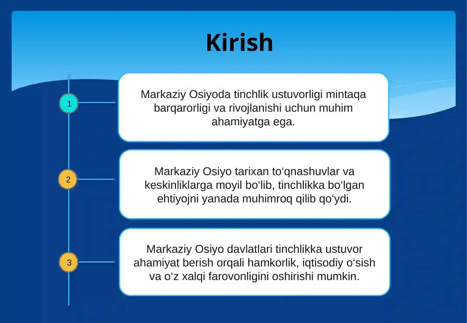 Markaziy Osiyoda tinchlik va barqarorlikni saqlashda O’zbekistonning o’rni 2