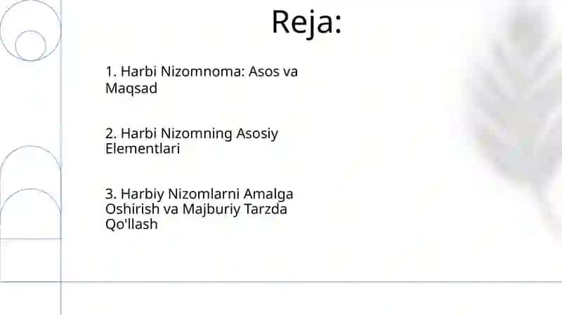 Umumharbiy nizomlar, uning asosiy talablari va mazmuni 2