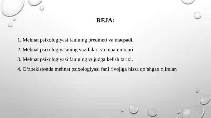 Mehnat Psixologiyasi Fanining Predmeti 2