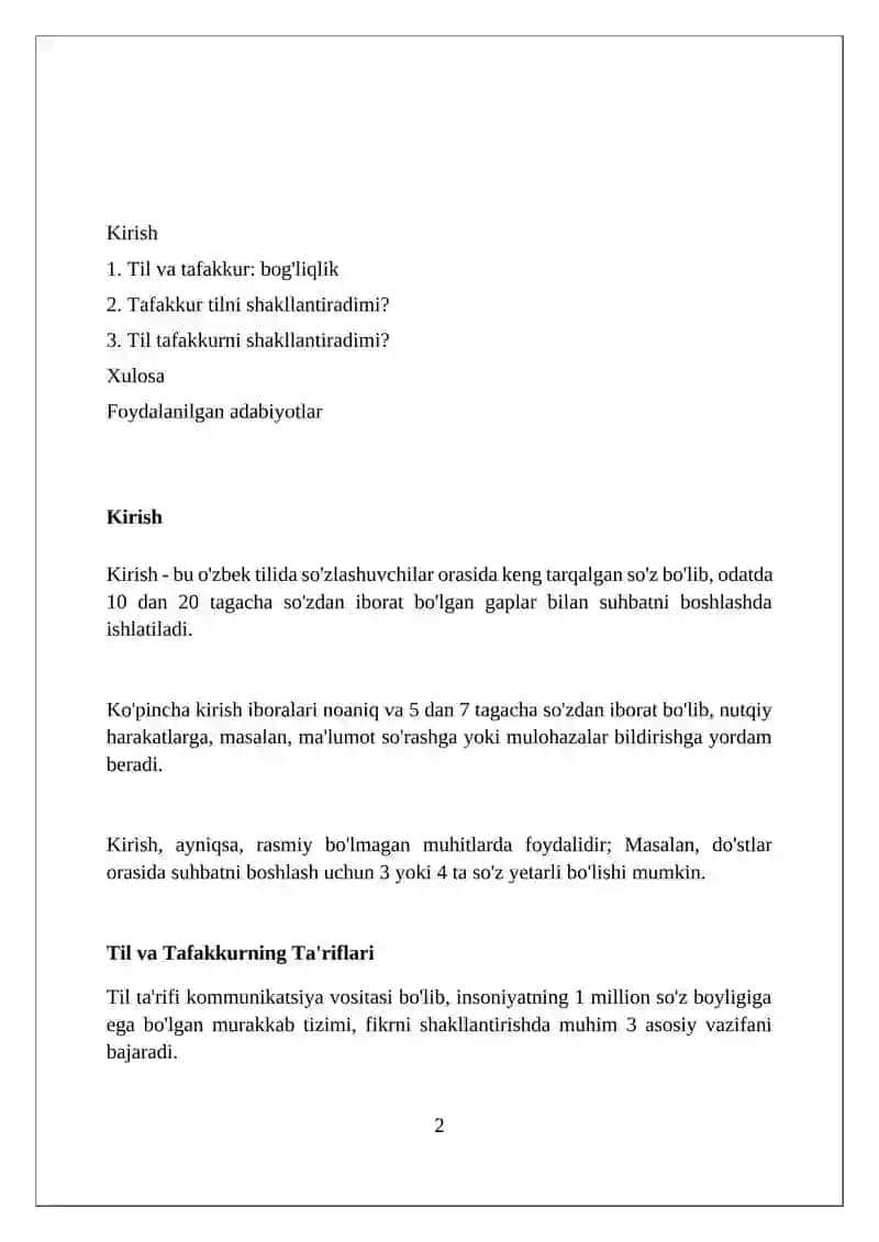 Til va tafakkur munosabati 2
