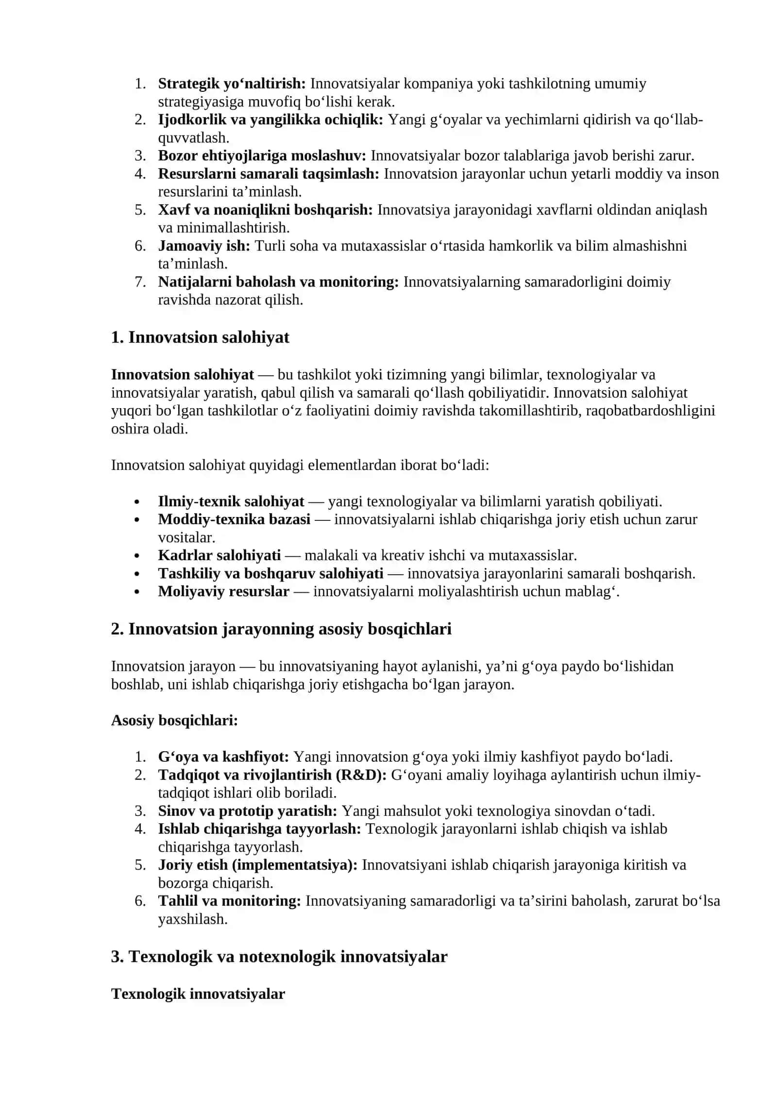 Innovatsiya va innovatsion menejment 2
