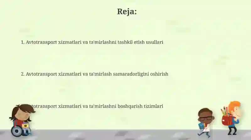 Avtomobillarga transport xizmat ko'rsatish va ta'mirlashni tashkil etish usullari 2