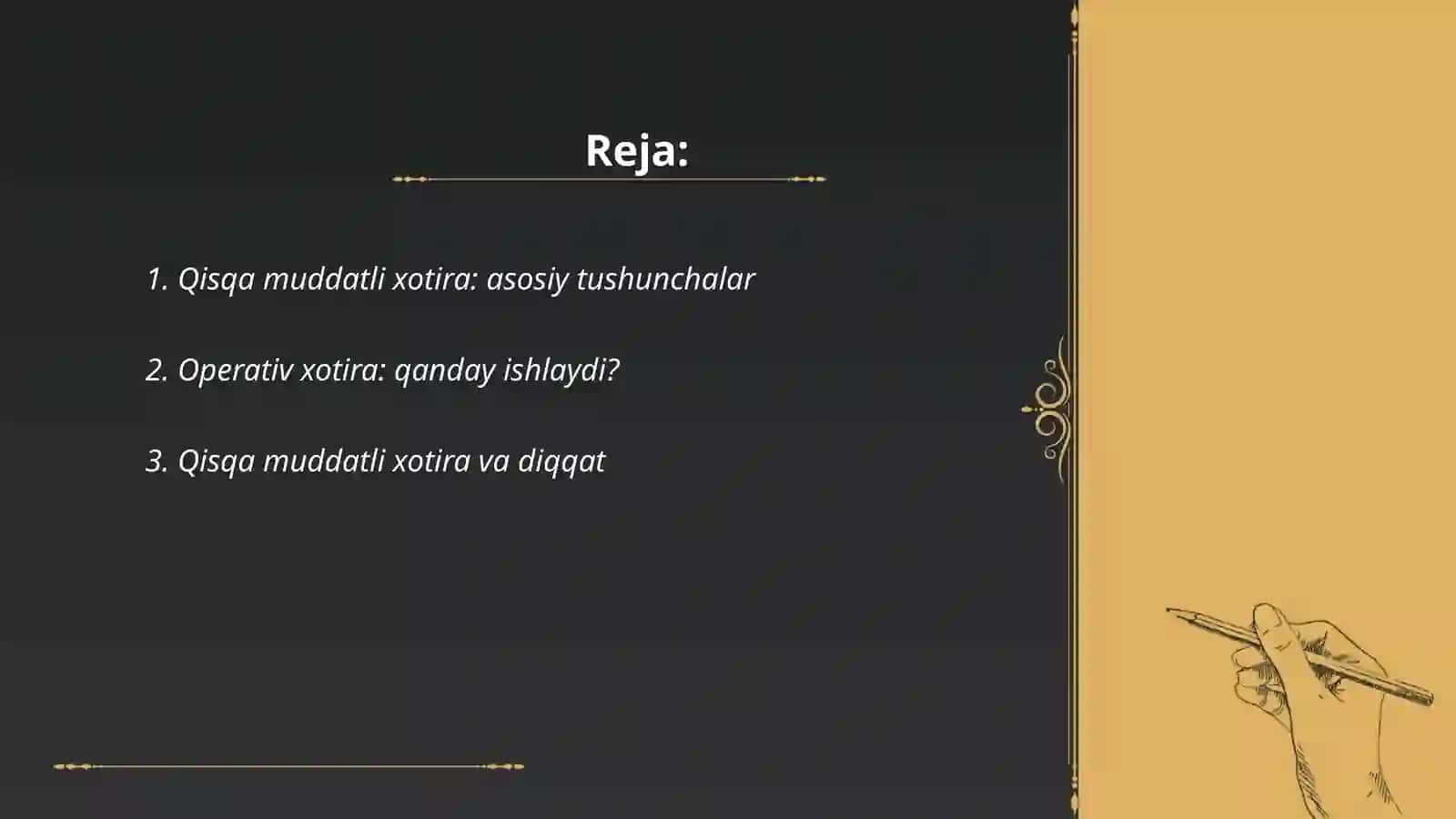 Qisqa muddatli va operativ xotiraning hajmini oʻrganish 2