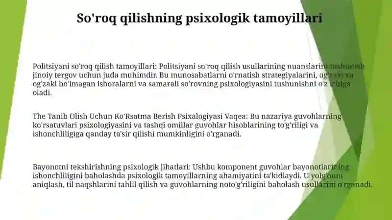 So'Roq Psixalogiyasi.Tanib Olish Uchun Ko'Rsatma Berish Psixalogiyasi Vaqea Joydan Tergov Ekspermentining Va Ko'Rsatmalarni Tekshirishning Psixologik Xususiyatlari 2