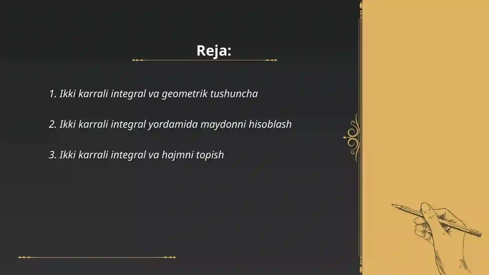 Ikki karrali integralning tadbiqlari 2