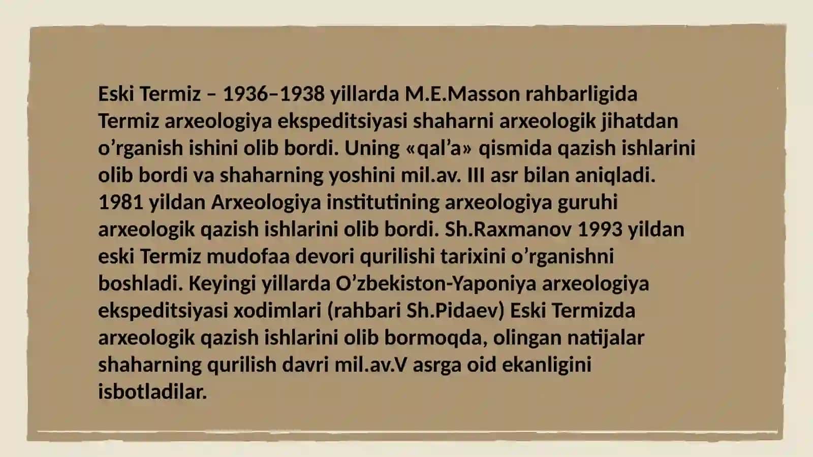 Oʻzbekiston antik davriy yodgorliklarining oʻrganilishi va xalqaro hamkorlik 2