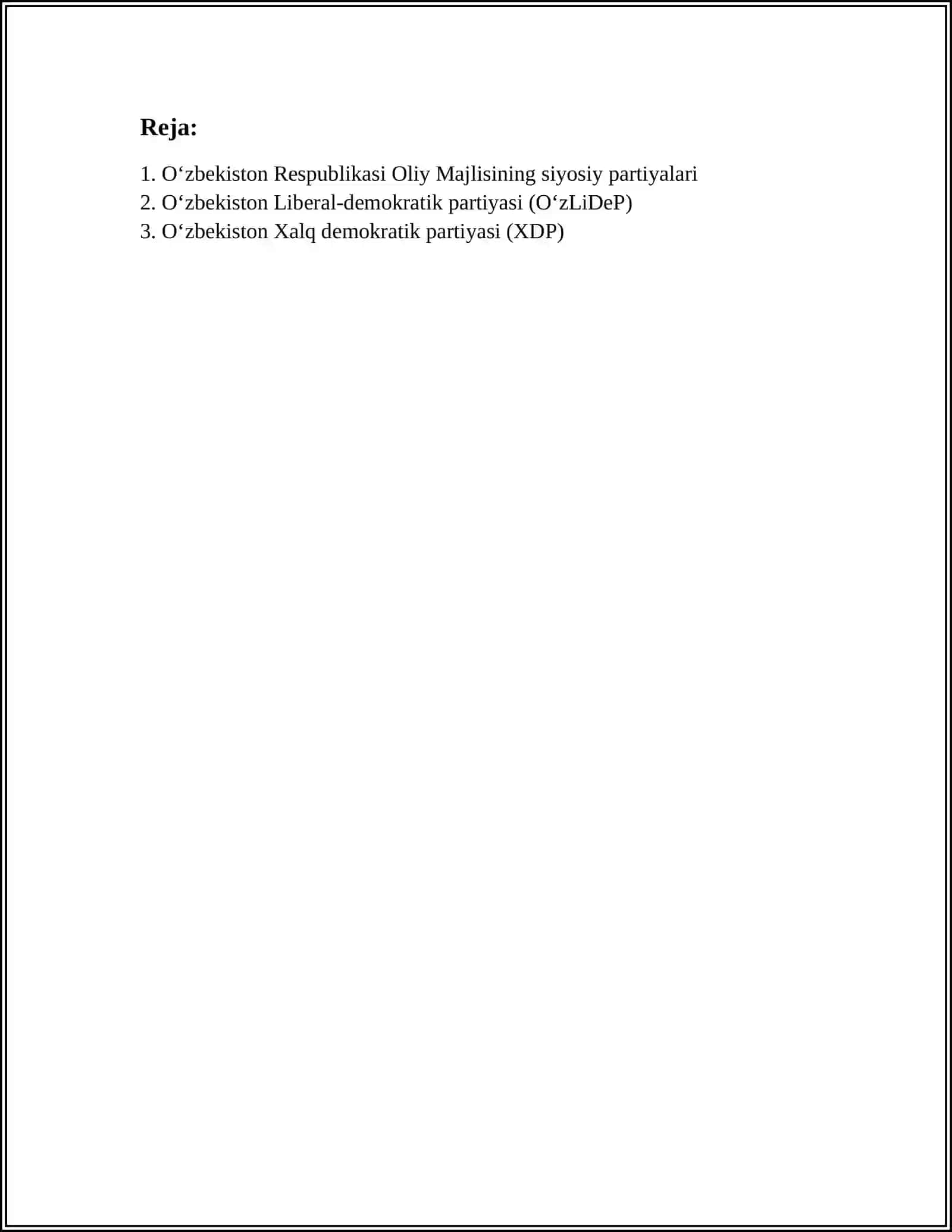 Oʻzbekiston Respublikasining Partiyalari 2