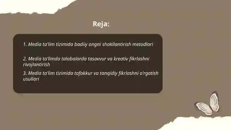 MEDIA TA'LIM TIZIMIDA BADIIY ONG, TASAVVUR VA TAFAKKUR 2