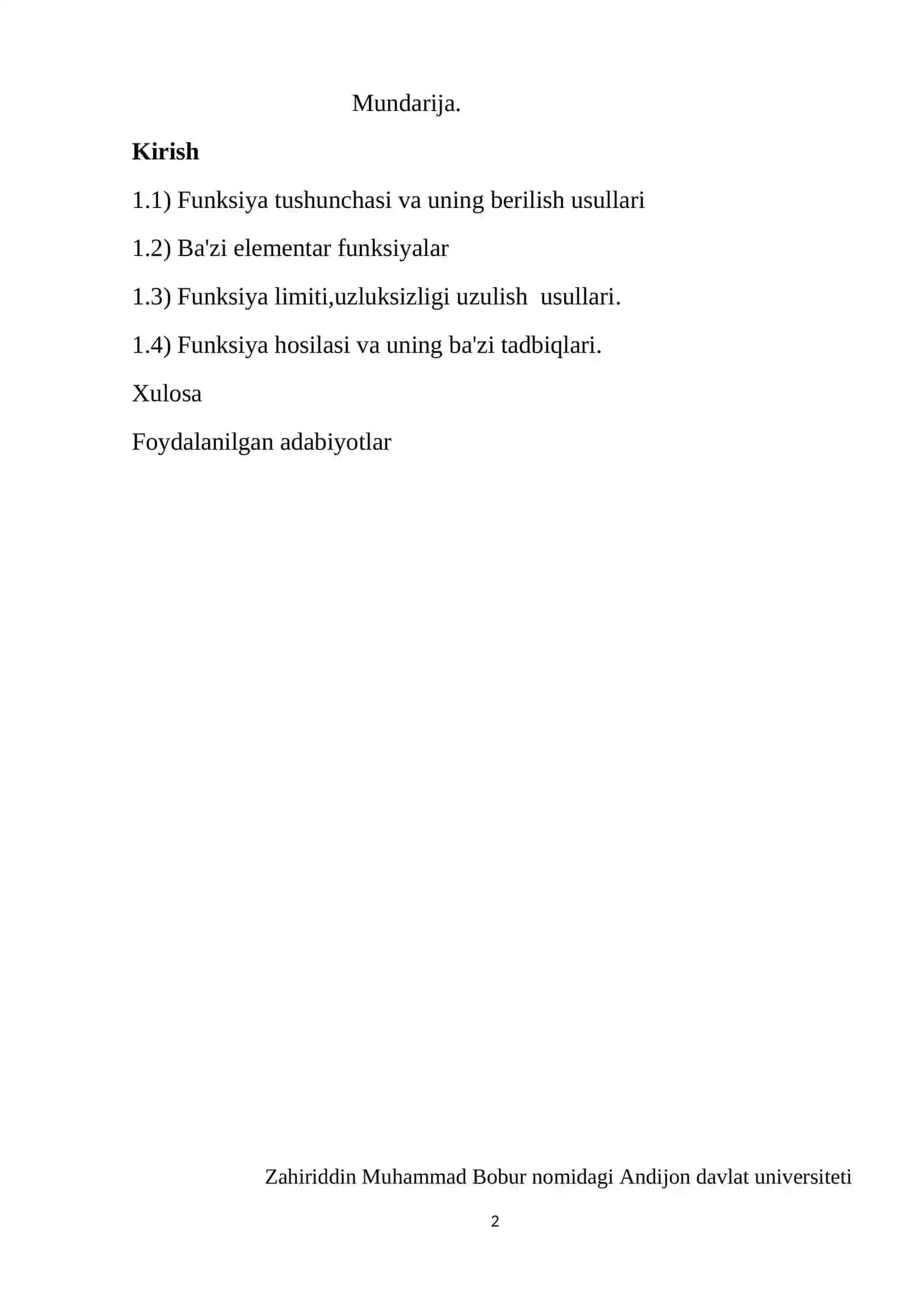 Funksiya tushunchasi. Asosiy elementar funksiyalar 2