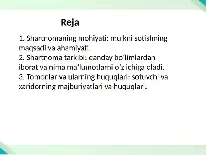 Ko‘chmas mulkni sotish shartnomasi 2